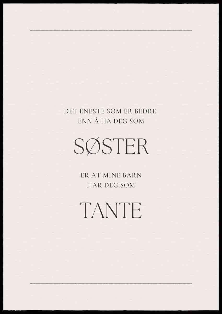 Sster og tante beige plakat